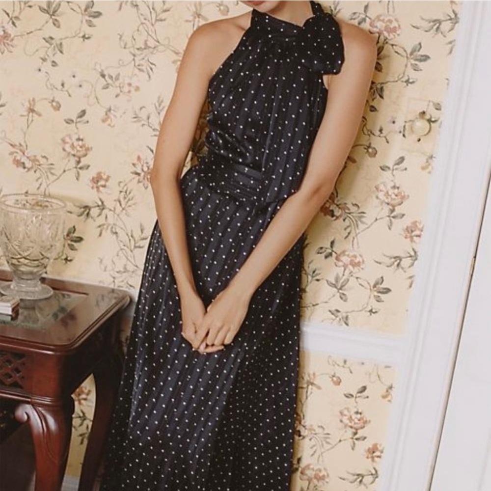 NWOT Anthropologie Sachin & Babi Polka Dot Halter Midi Dress Size 12 MSRP: $260